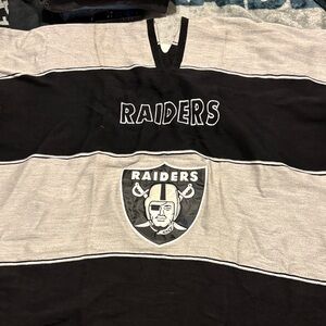 Raiders  Black and Gray Striped Pancho